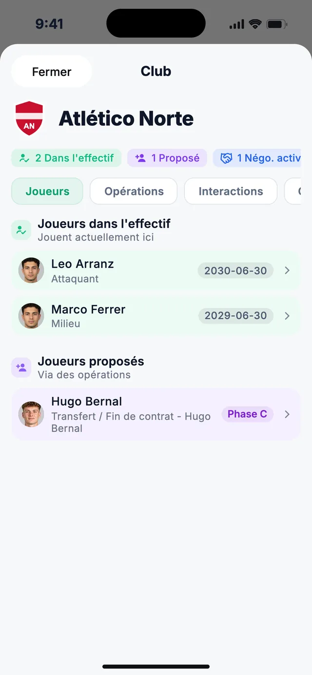 Fiche d'un club dans wiqo
