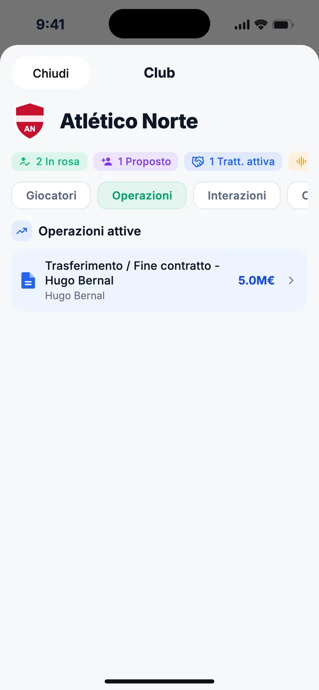 wiqo · Le tue operazioni con il club