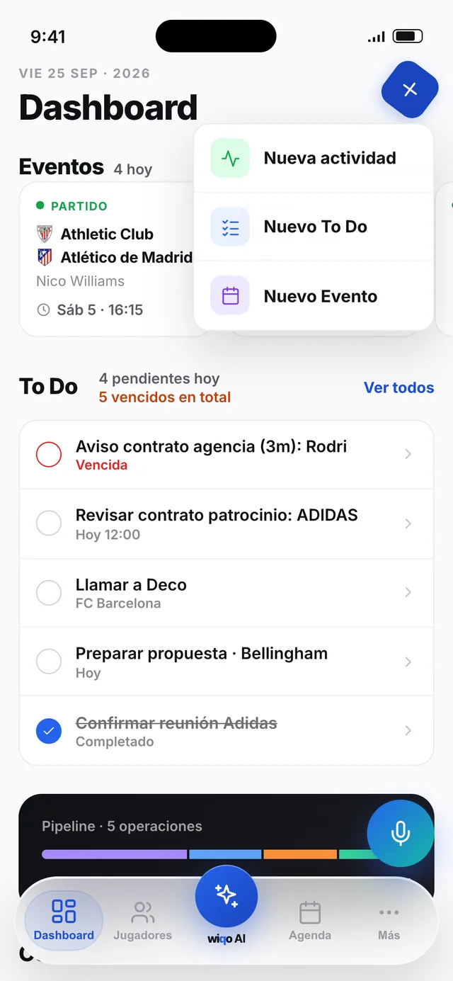 wiqo · Crea desde el botón +