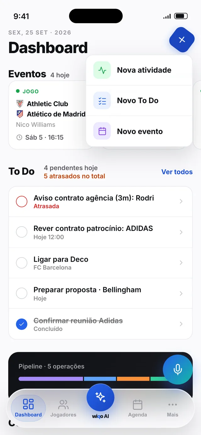wiqo · Cria a partir do botão +