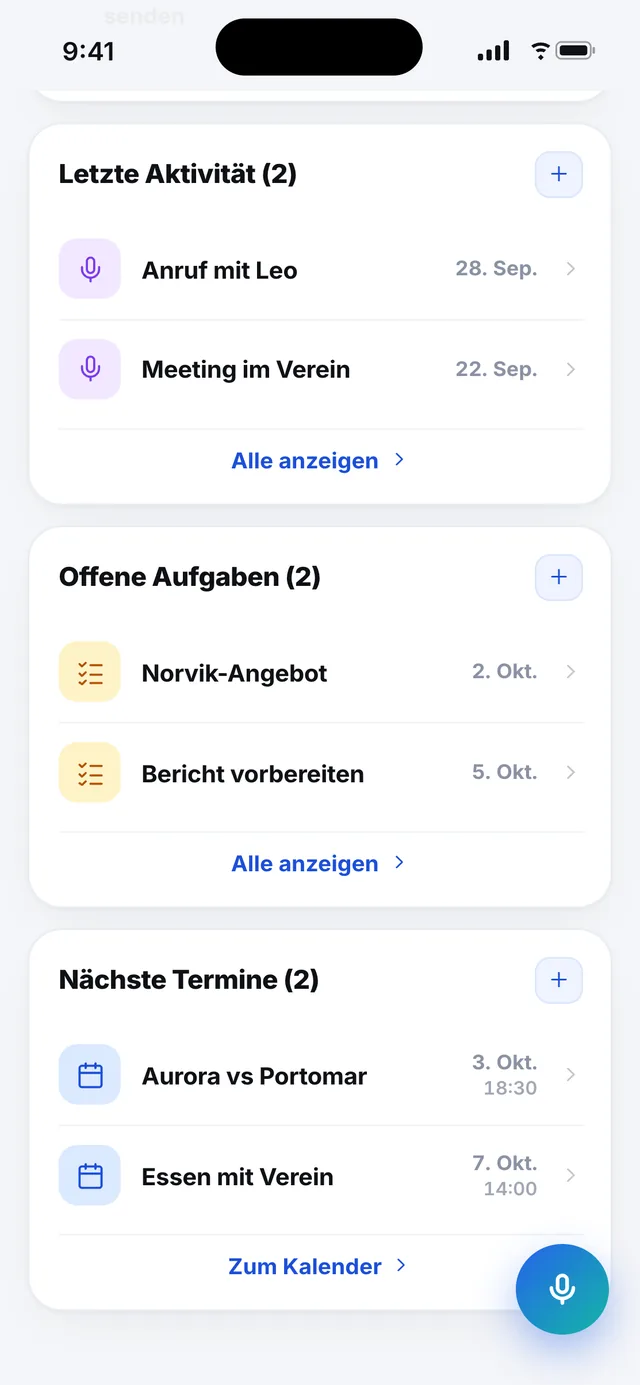wiqo · Aktivität, Aufgaben und Termine