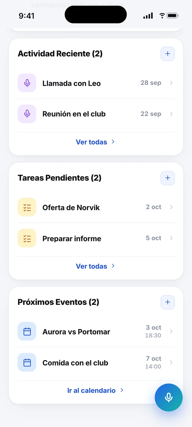 wiqo · Actividad, tareas y eventos