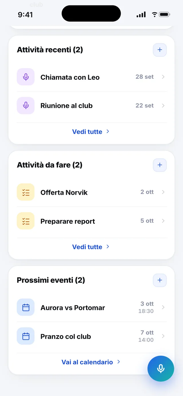 wiqo · Attività, compiti ed eventi