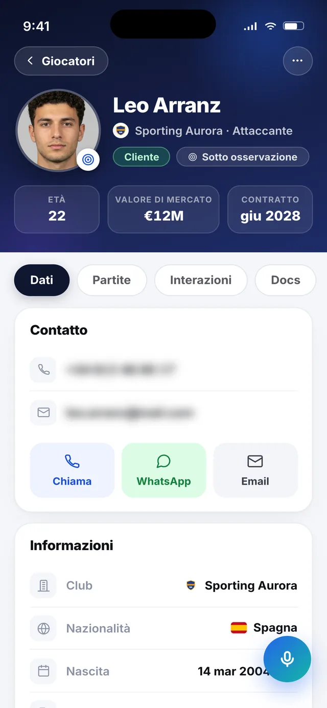 Scheda di un giocatore su wiqo