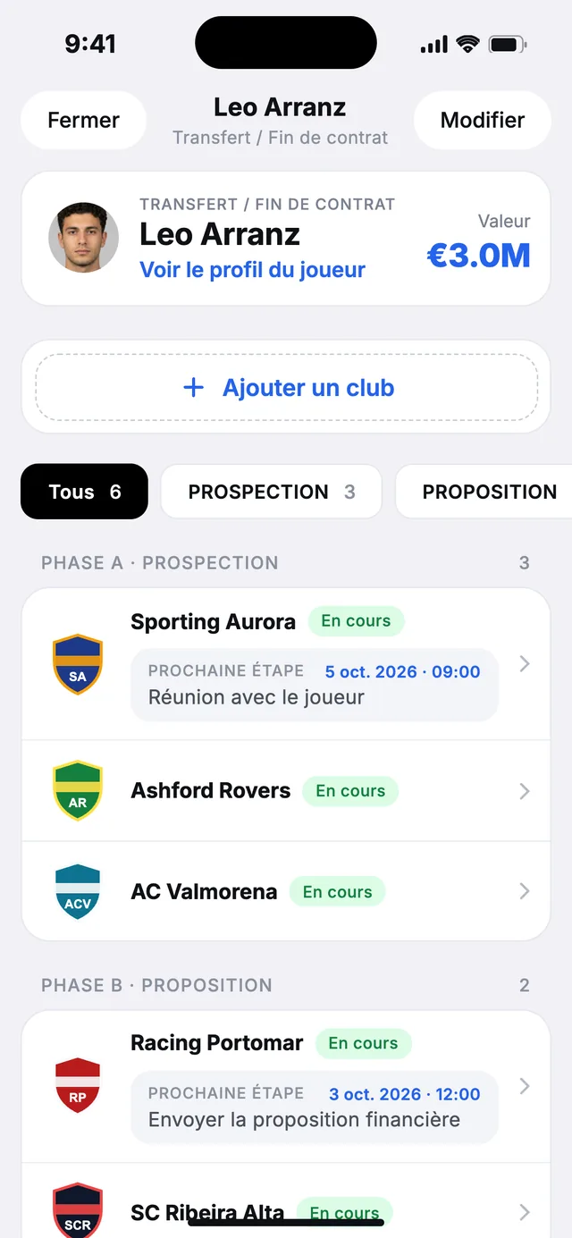 Une opération dans wiqo avec plusieurs clubs