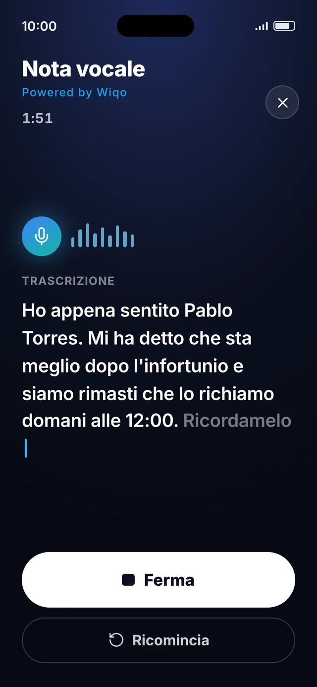 wiqo · wiqo lo trascrive in diretta