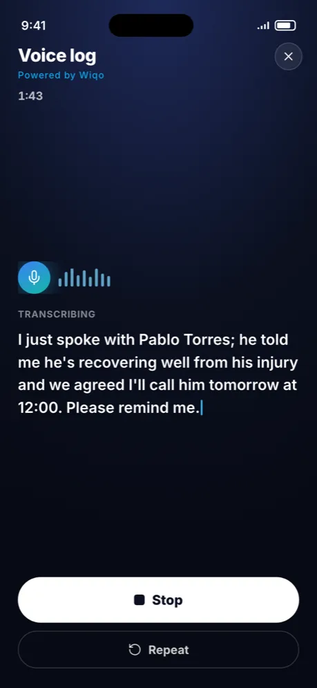 wiqo · Voice reporting