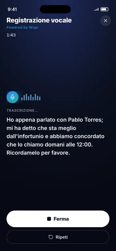 wiqo · Registrazione vocale