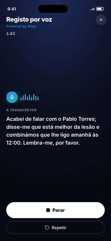 wiqo · Relatório por voz